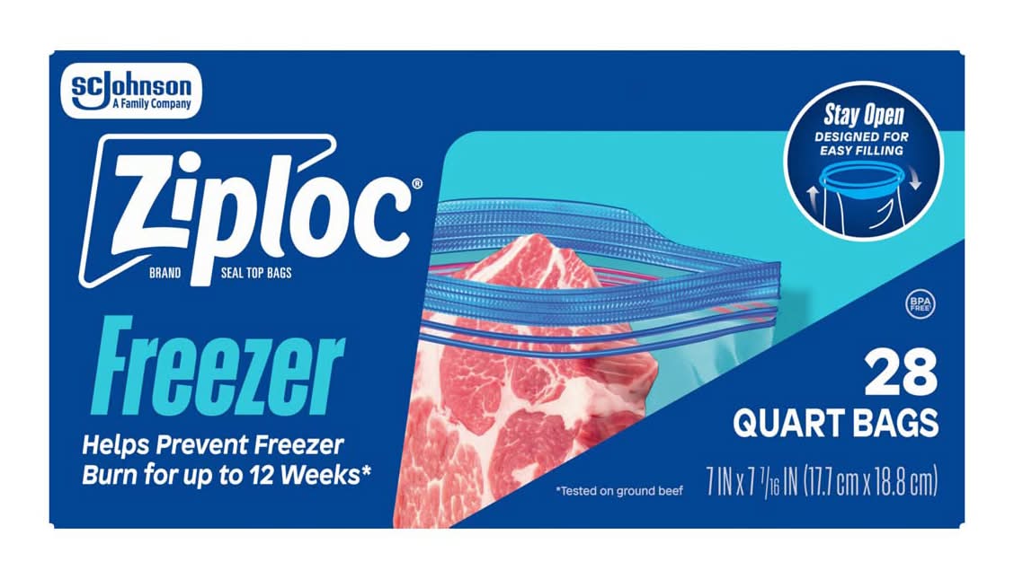Ziploc? Brand Seal Top Freezer Bags With Stay Open Design Quart Size 28 Ct
