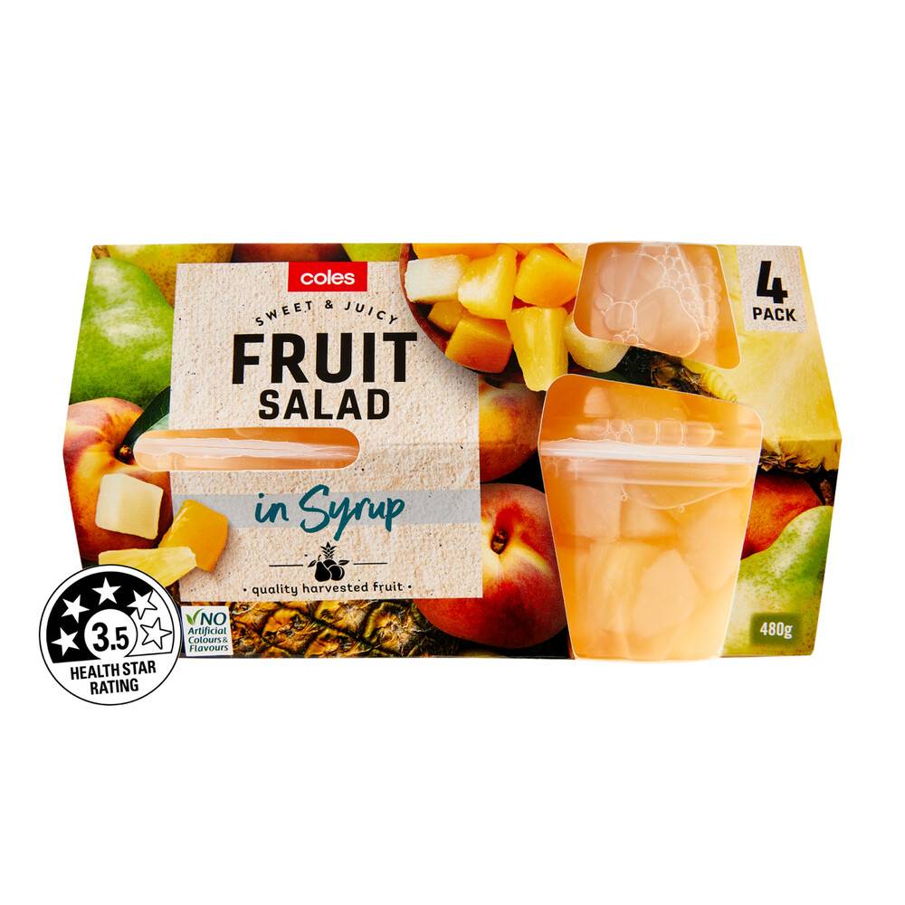 Coles Fruit Salad in Syrup 4 pack 480g