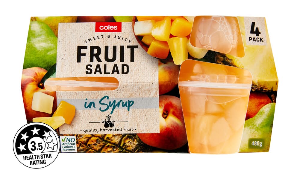 Coles Fruit Salad in Syrup (480g, 4 pack)