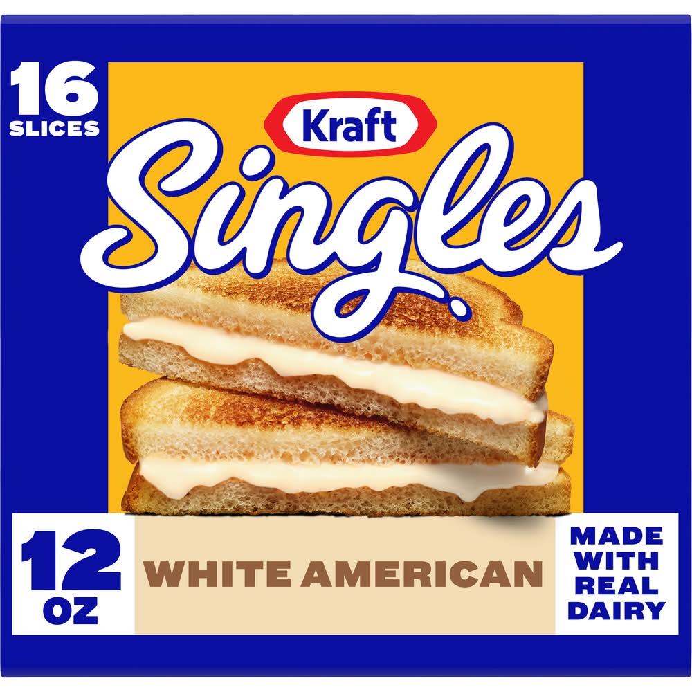 Kraft Singles White American Cheese Slices (12 oz, 16 ct)