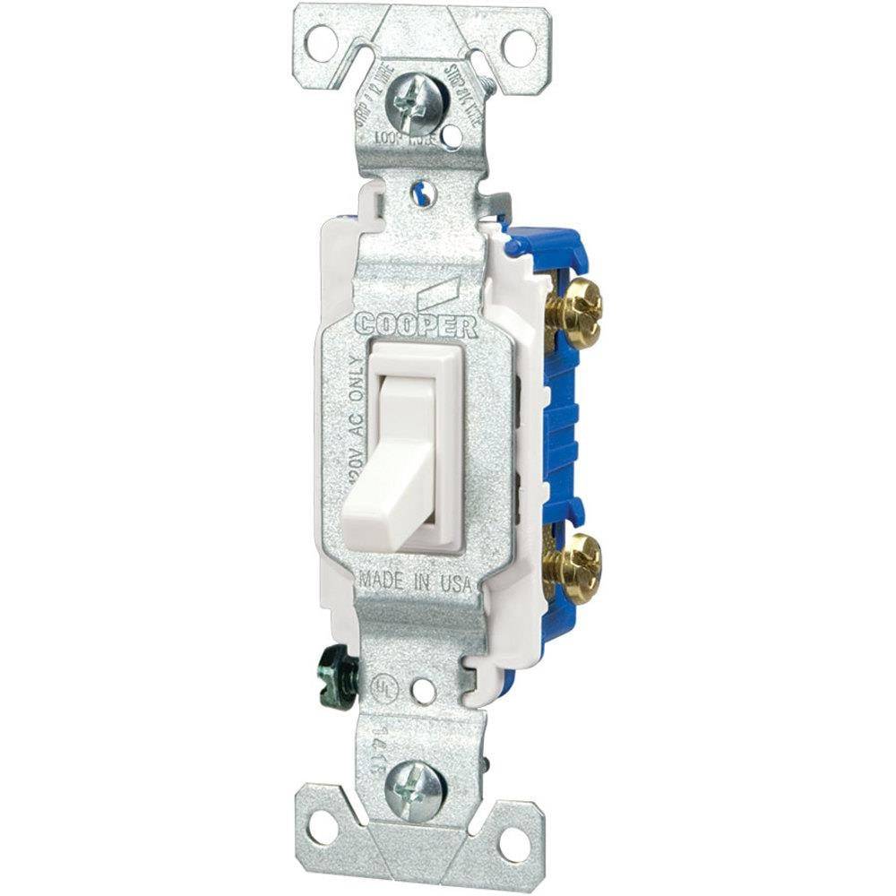 Eaton 15-amp Single-pole Illuminated Toggle Light Switch, White | 1301-7LTW-BX-LW