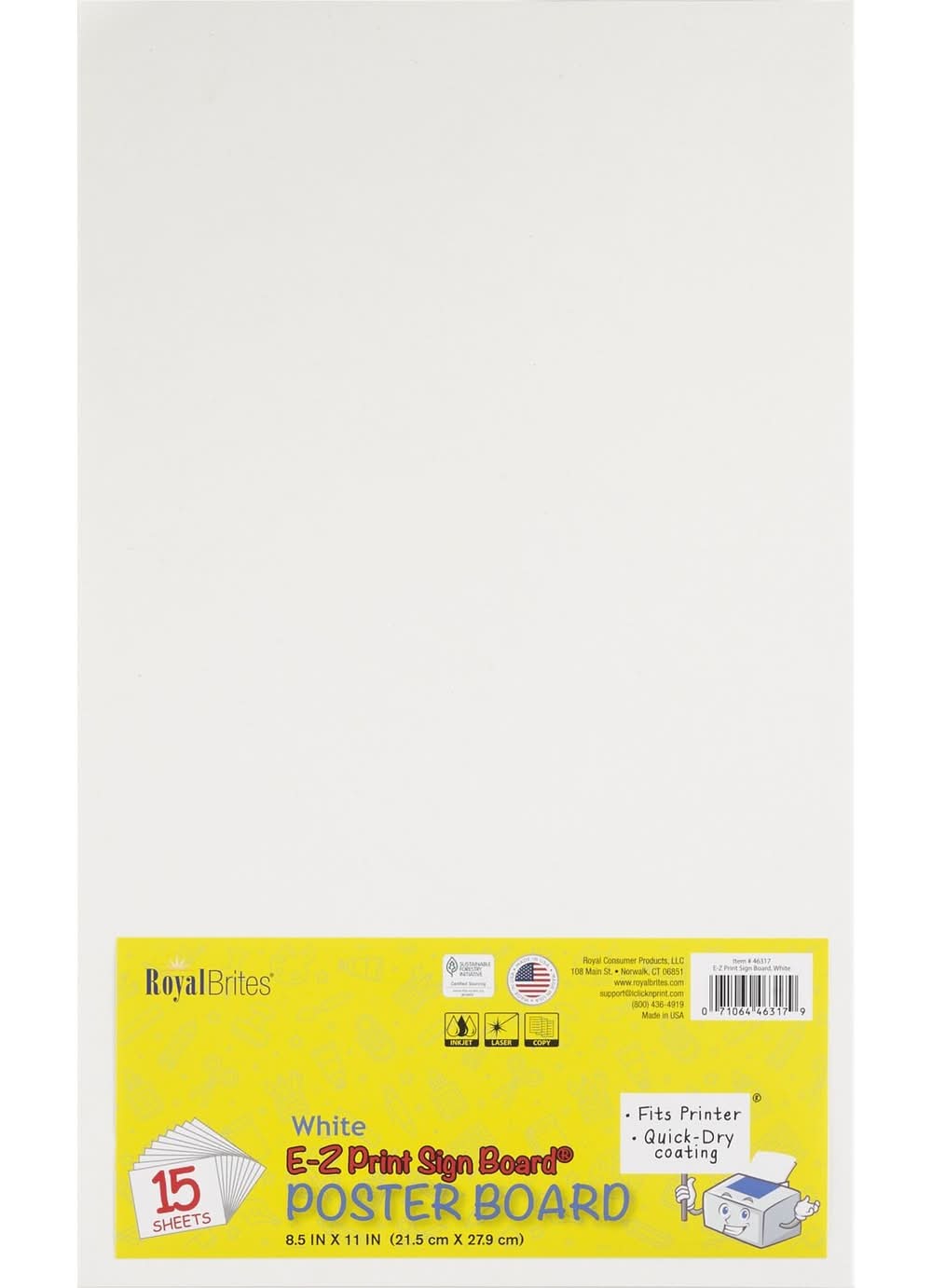 Royal Brites E-Z Print 8-1/2" X 14", White Sign Board