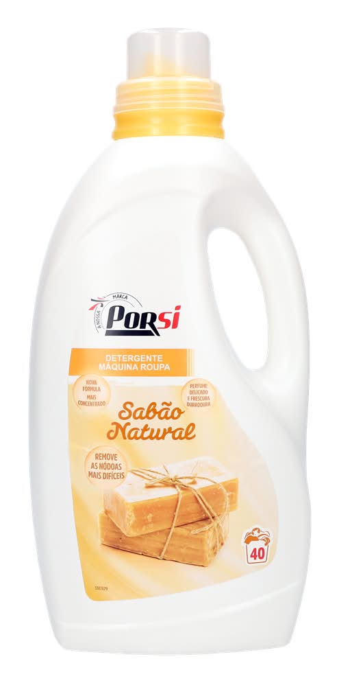 Porsi  - Detergente lÃquido mÃ¡quina roupa sabÃ£o natural, 40 doses