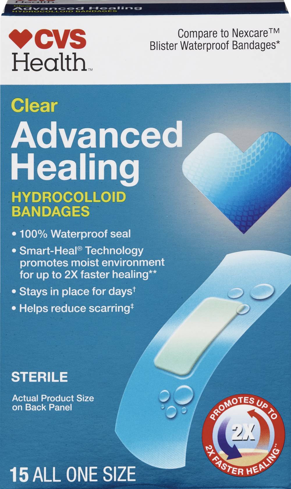CVS Health Clear Advanced Healing Hydrocolloid Bandages, 15 CT