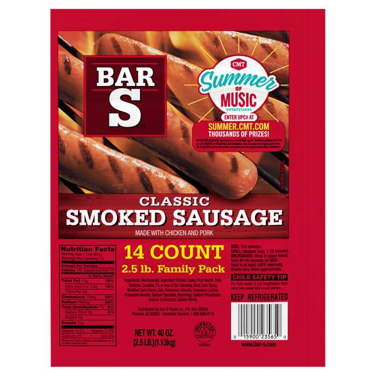 Bar-S Classic Smoked Sausage (14 ct)