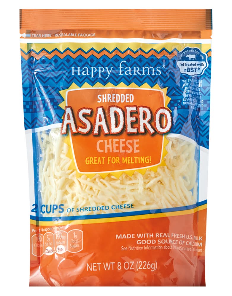 Happy Farms Shredded Cheese, Asadero (8 oz)