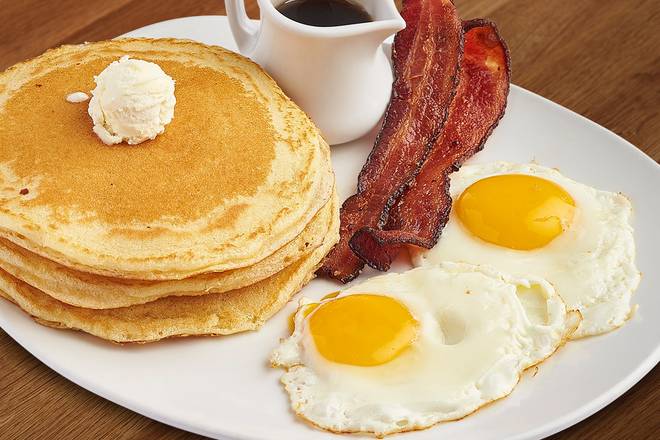 Buttermilk Pancakes + Eggs + Meat