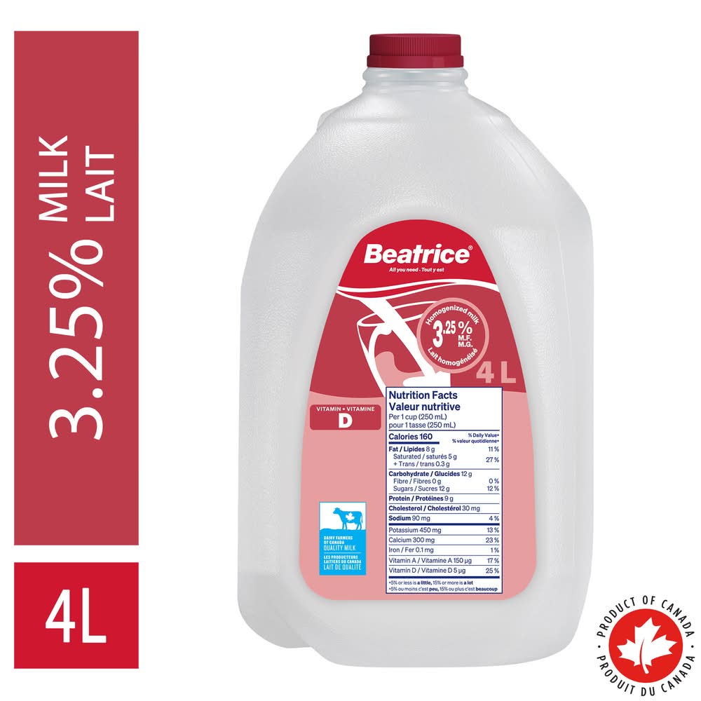 Beatrice 3.25% M.f Homogenized Milk (4 L)