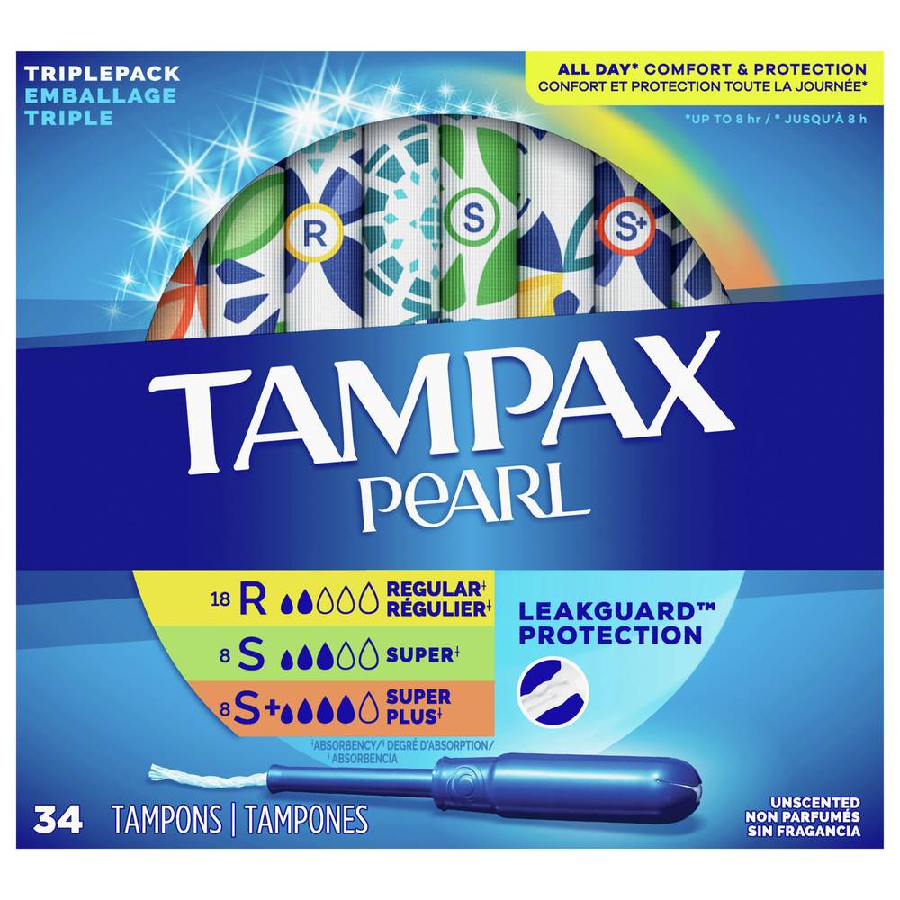 Tampax Triplepack Pearl Tampons (34 ct)