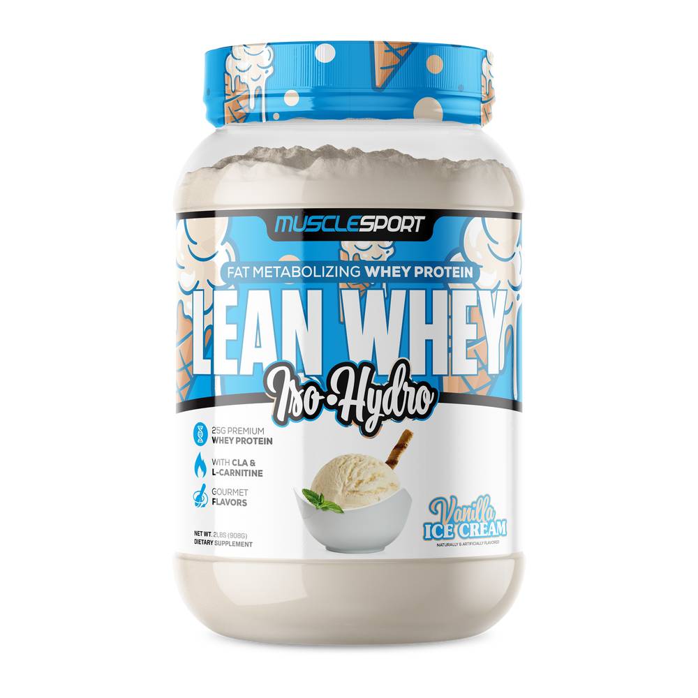 Musclesport Lean Whey Iso Hydro Protein Dietary Supplement Powder, Vanilla Ice Cream (32 oz)