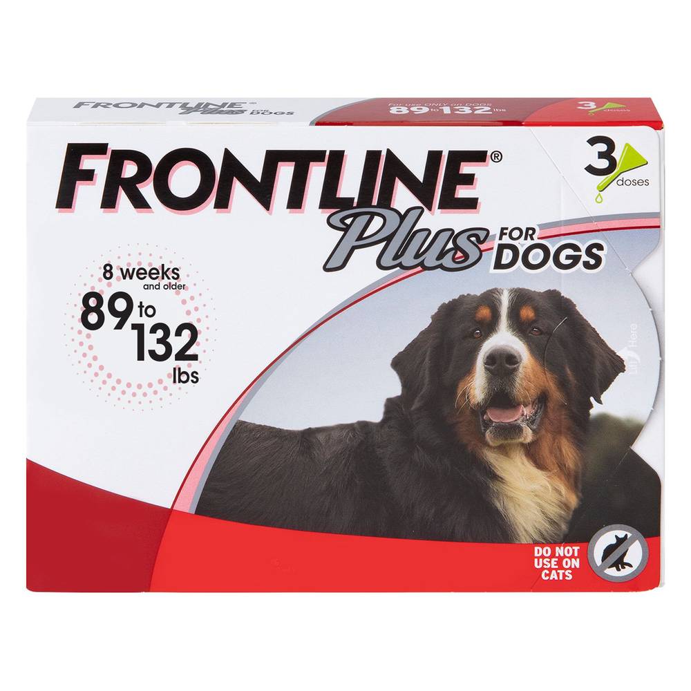 Frontline Plus Flea & Tick Dog Treatment 89-132 lbs (Size: 3 Count)