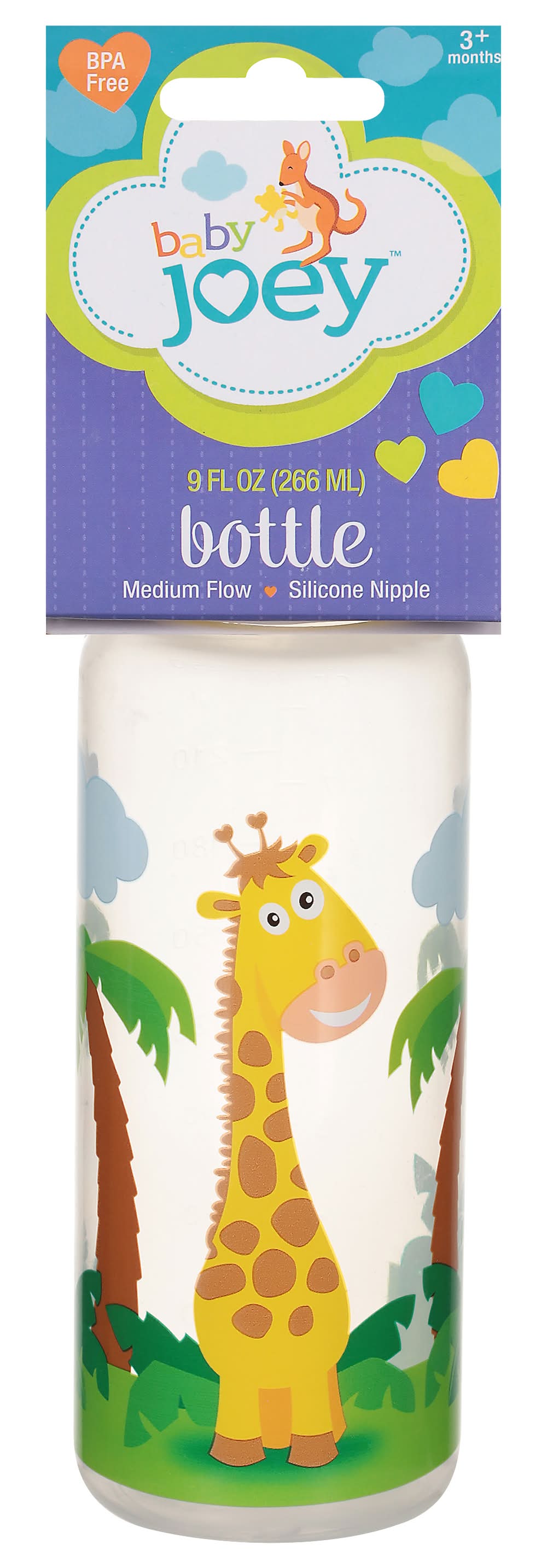 Baby Joey 9 Fl oz Medium Flow Silicone Nipple 3+ Months (2.5 oz)