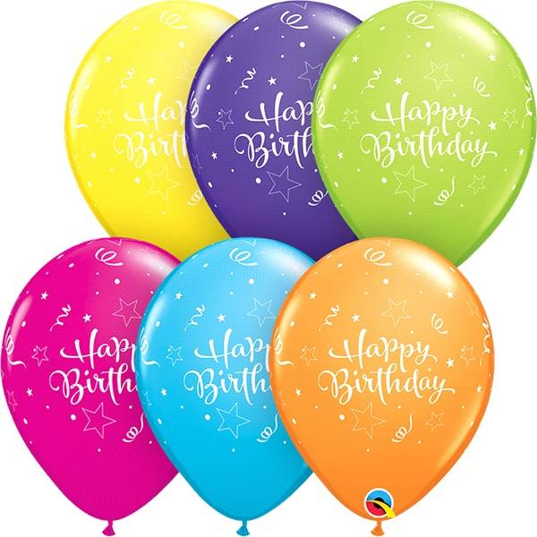 Happy Birthday Shining Star Imprint Latex Balloon (11 in)