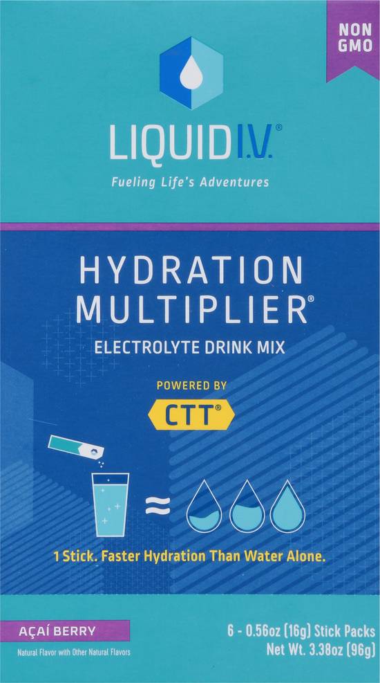 Liquid I.v. Hydration Multiplier Acai Berry Electrolyte Drink Mix Acai Berry (6 ct, 0.56 oz)