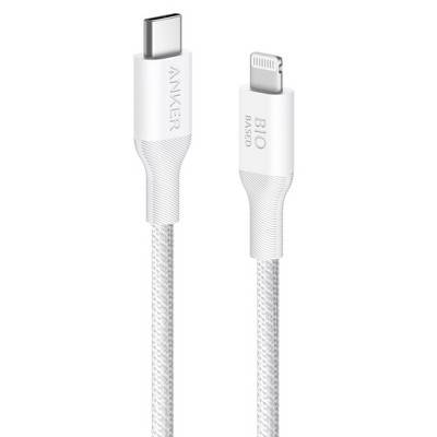 Anker Bio Braided Lightning To Usb C Eco Friendly Fast Charging Cable, 3', White