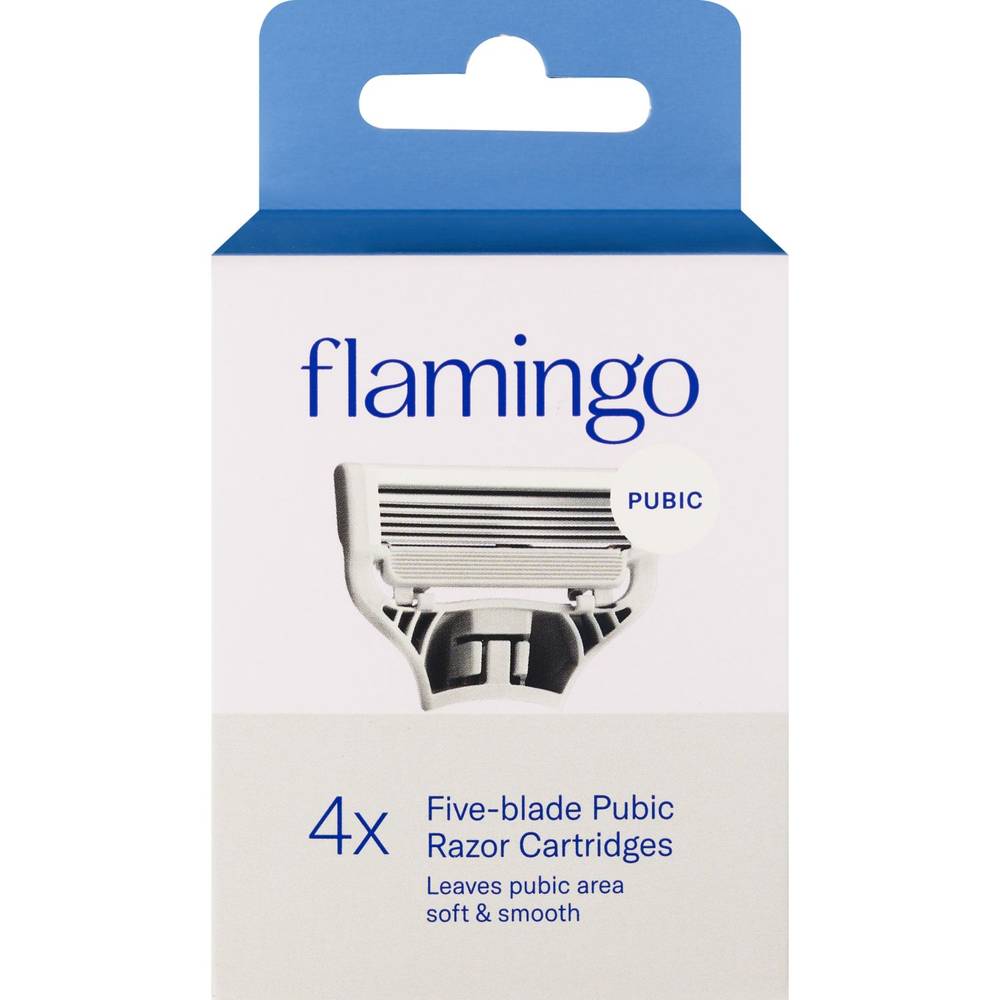 Flamingo 5-Blade Pubic Razor Blade Refills, 4 Ct