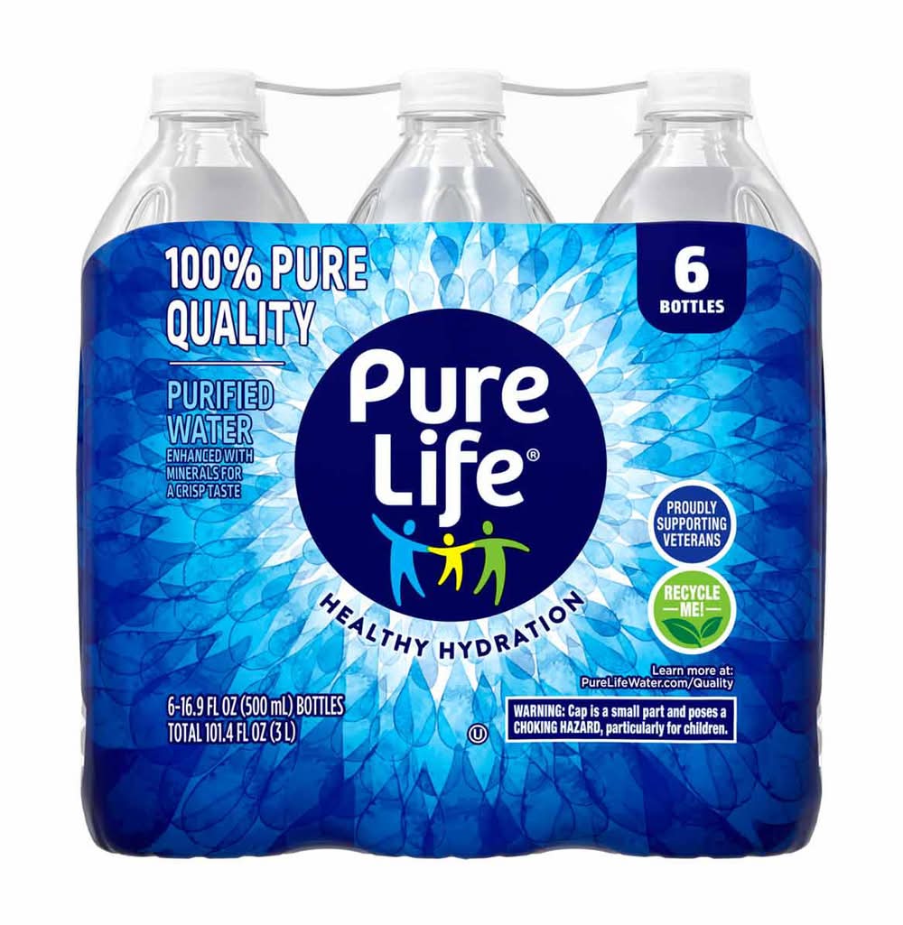 Pure Life Purified Water (6 x 16.9 fl oz)
