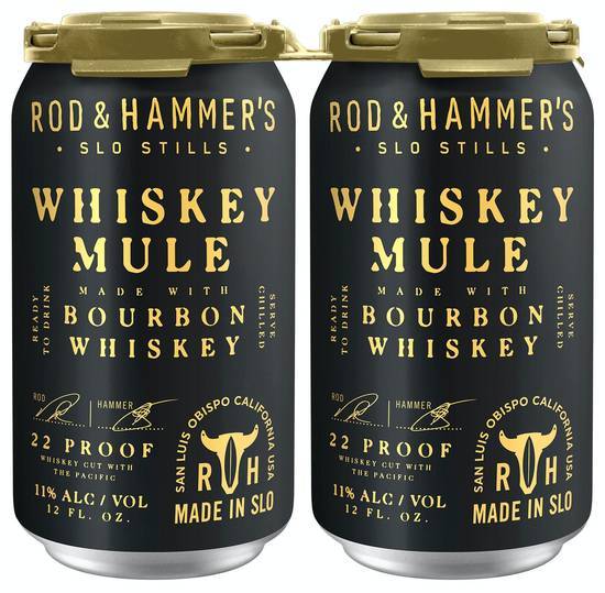 Rod & Hammer's Slo Stills Whiskey Mule Canned Cocktail (4x 12oz cans)