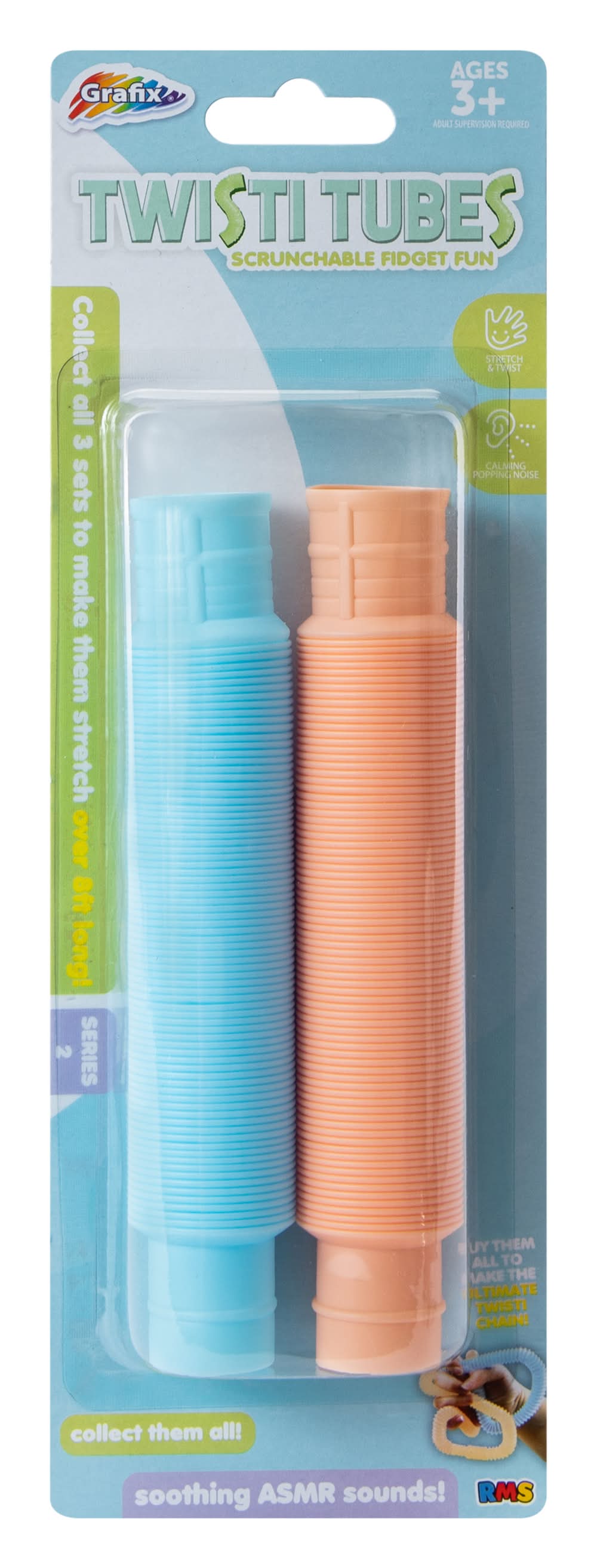 Grafix® Twisti Tubes Scrunchable Fidget Toy 2-Pack Blue