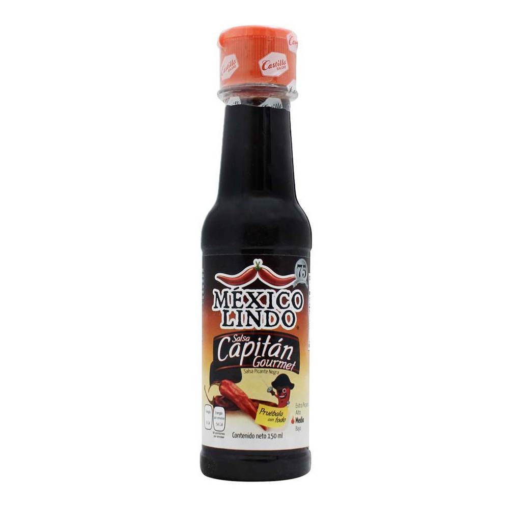 México lindo salsa capitán picante negro (botella 150 ml)