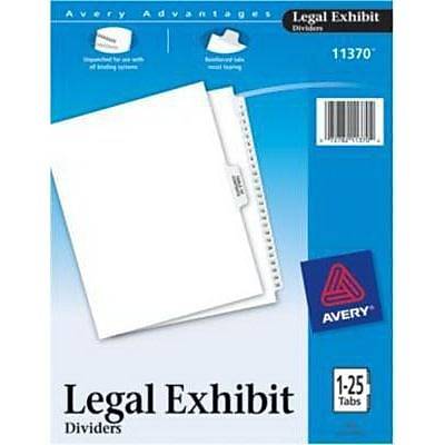 Avery Style Collated Table Of Contents Dividers, 25-Tabs, White, Set (11370)
