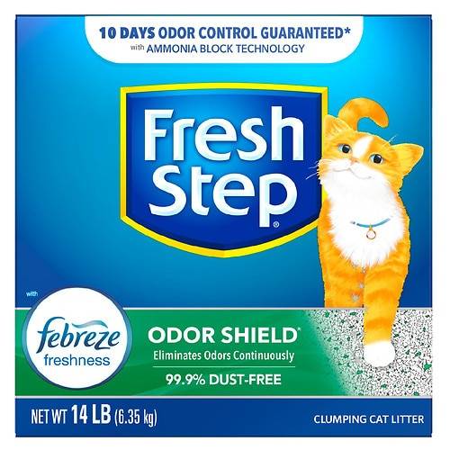 Fresh Step Odor Shield Scented Litter with the Power of Febreze, Clumping Cat Litter Febreze Freshness - 14.0 lb