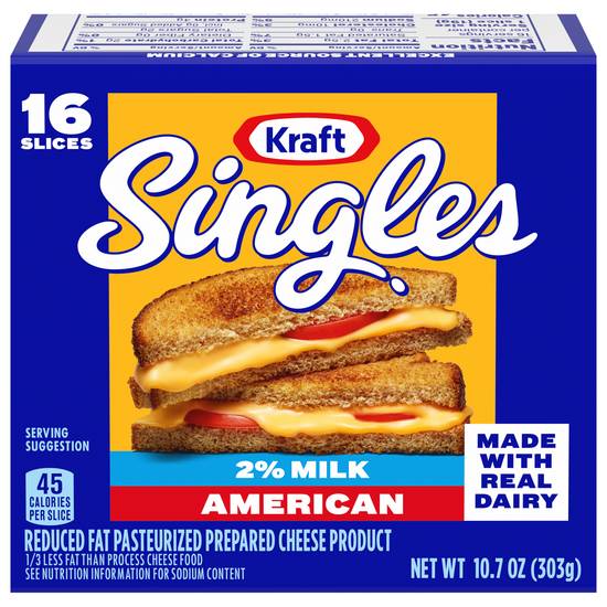 Kraft Singles 2% Milk American Cheese Slices (16 ct)