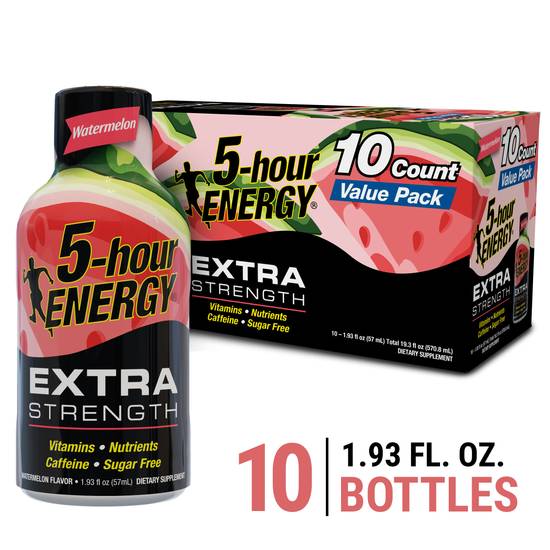5 Hour Energy Shot Extra Strength - Watermelon, 1.93 fl oz, 10 pk