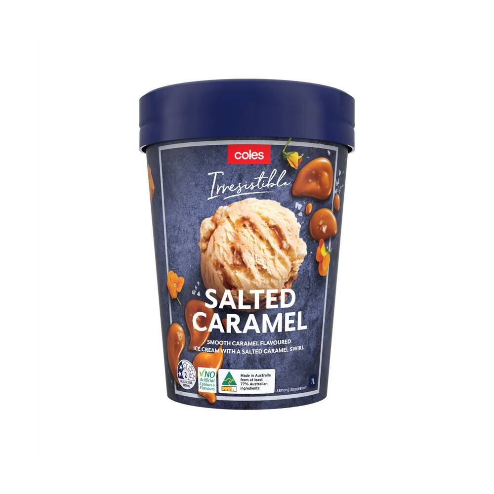 Coles Irresistible Ice Cream Salted Caramel 1L