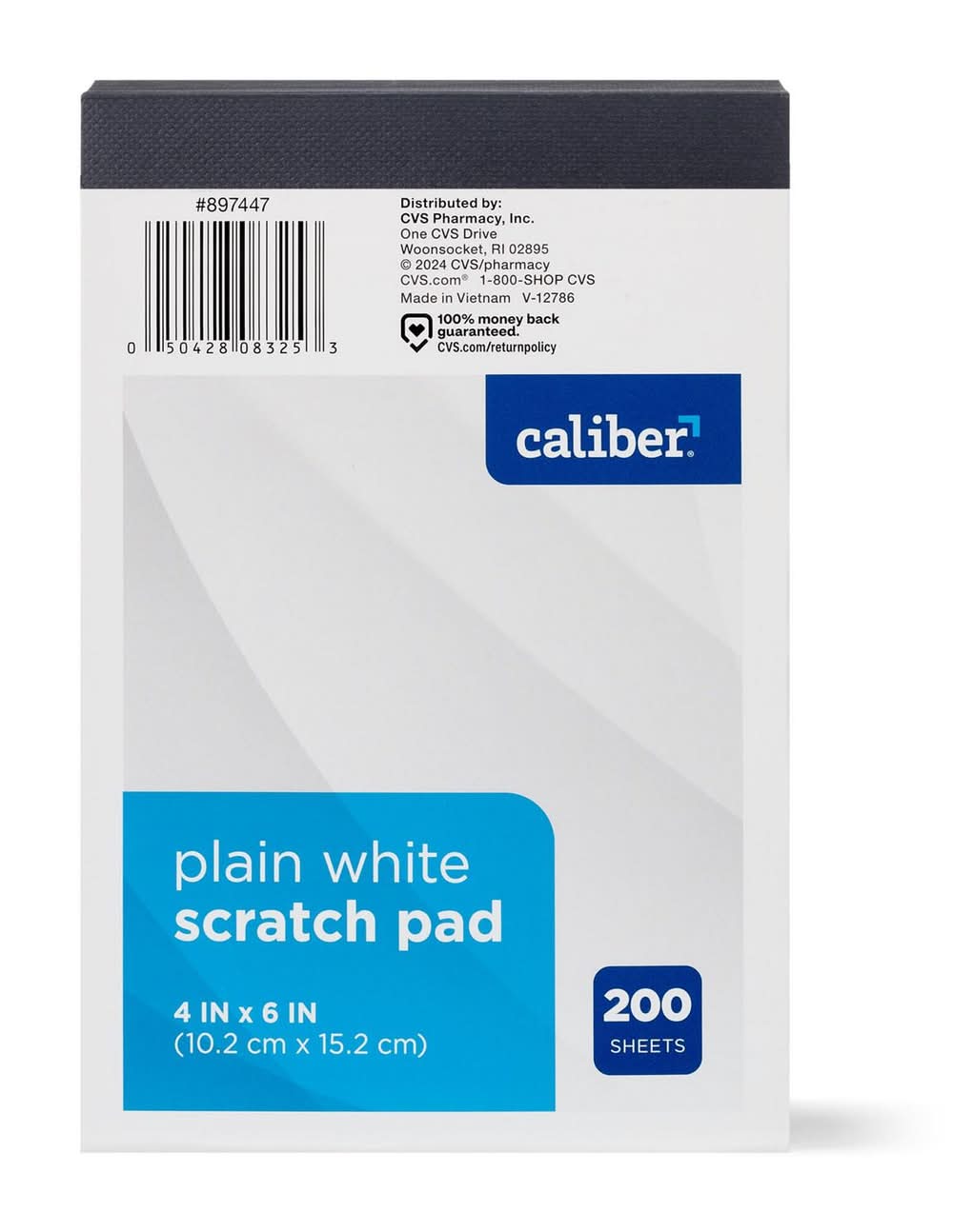 Caliber Plain White Scratch Pad, 200 Sheets, 4 X 6 In