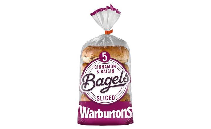 Warburtons Cinnamon & Raisin Soft & Sliced Bagels 5's (401365)