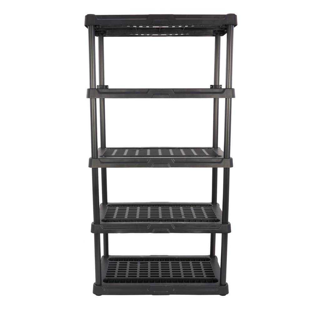 Project Source Plastic Heavy Duty 5-Tier Utility Shelving Unit (36-in W x 24-in D x 72-in H) Black, (200-lb Capacity Per Shelf) | 339949