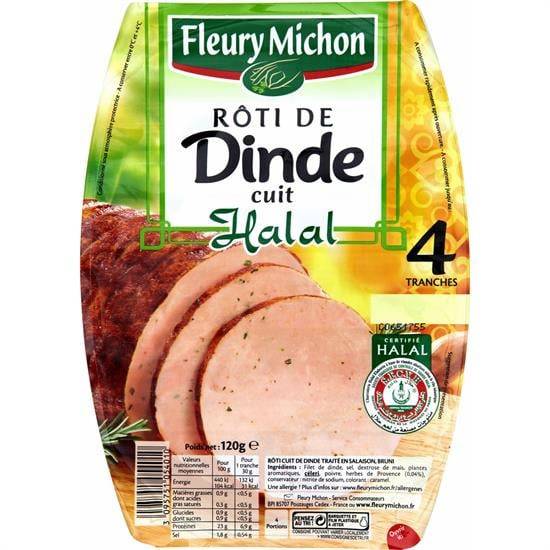 Fleury Michon - Rôti de dinde halal cuit (4 pièces)