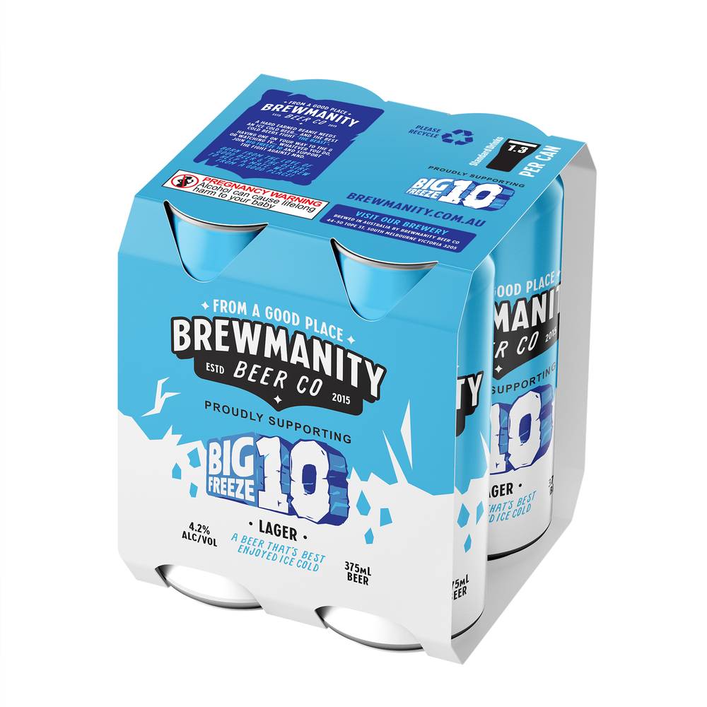 Brewmanity Big Freeze 10 Lager Can 375mL X 4 pack