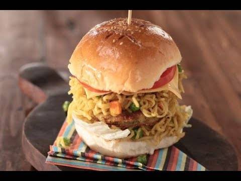 Aloo Tikki Noodle Burger