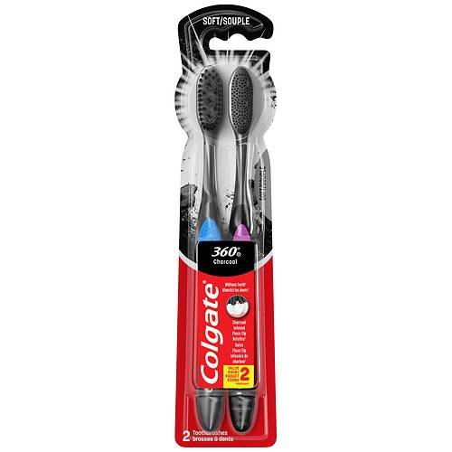 Colgate 360 Charcoal Toothbrush, Adult Soft Toothbrushes - 2.0 ea