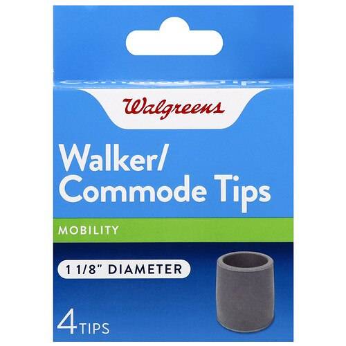 Walgreens Walker/Commode Tips 1-1/8 inch - 4.0 ea