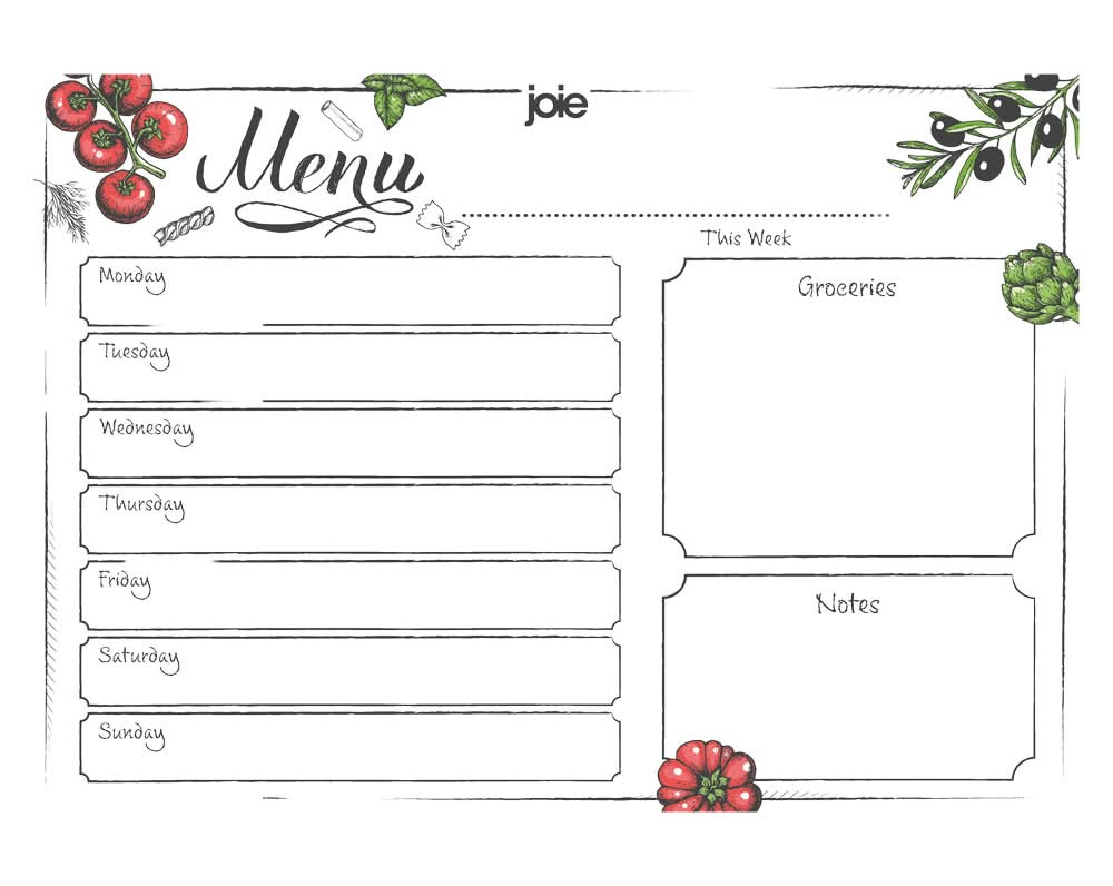Joie White Magnetic Meal Planner
