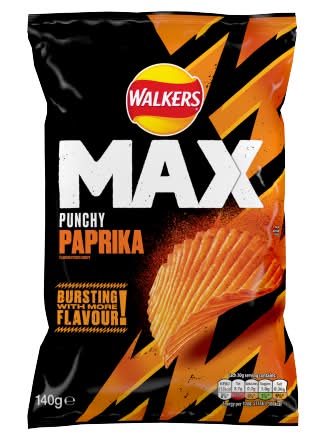 Walkers Paprika, Max Punchy Crisps (140g)