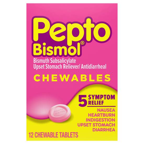 Pepto-Bismol Chewable Tablets Fast Relief Original (12 ct)