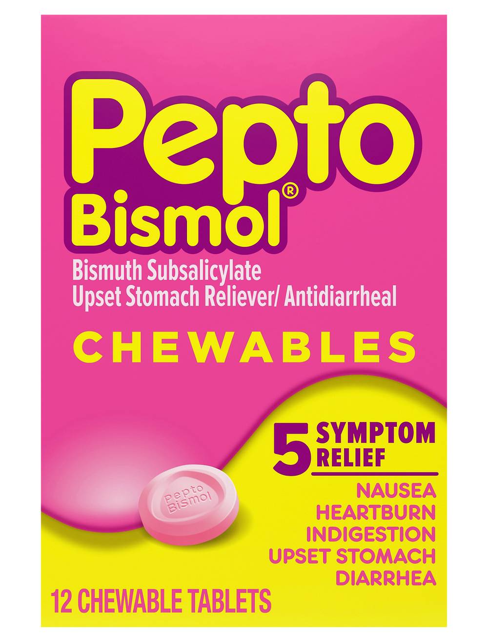 Pepto-Bismol Chewable Tablets Fast Relief Original