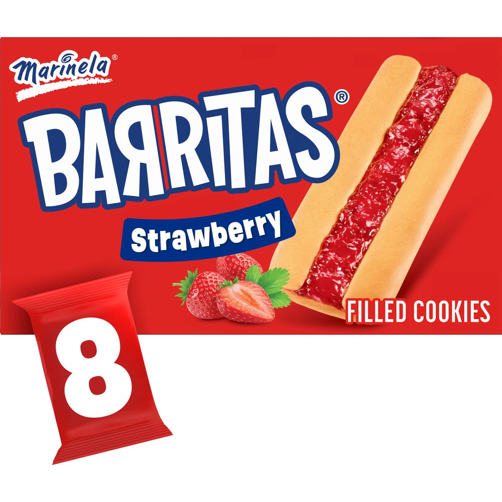 Marinela Barritas Filled Cookies, Strawberry (8 x 2.36 oz)