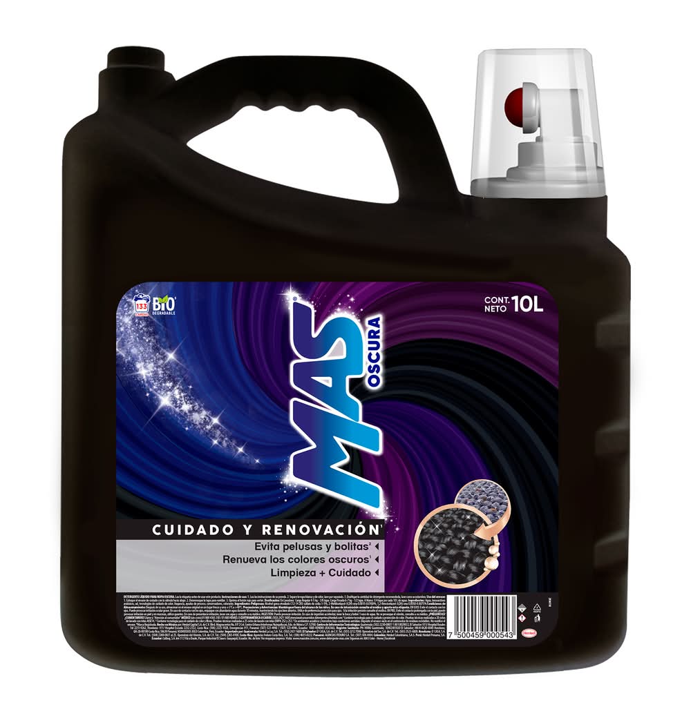 MAS · Detergente líquido para ropa oscura (10 L)
