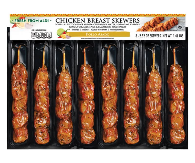 Aldi Chicken Breast Skewers, Pollo Asado (8 x 2.82 oz)