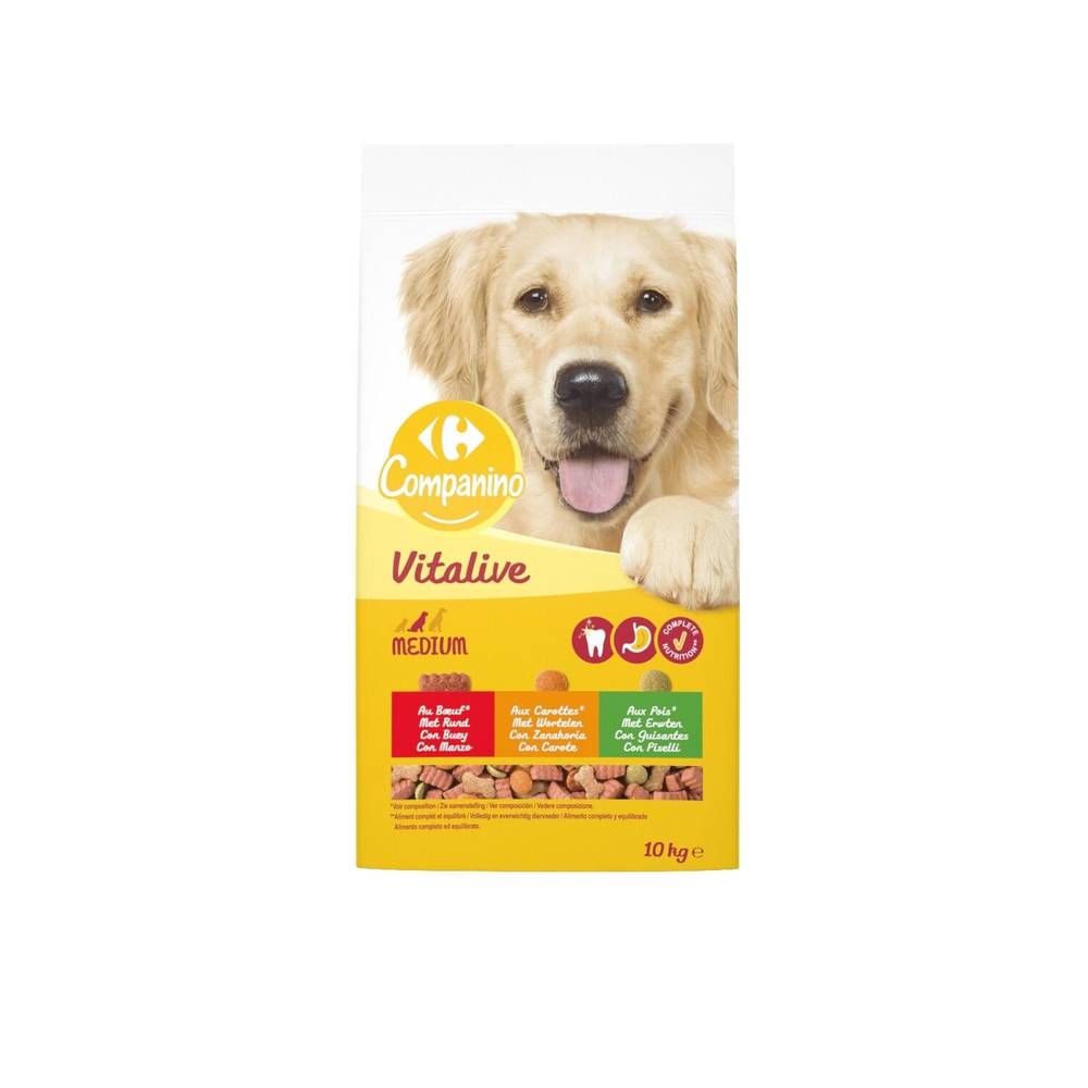 Carrefour Companino - Vitalive croquettes pour chien adulte medium au bœuf & aux légumes