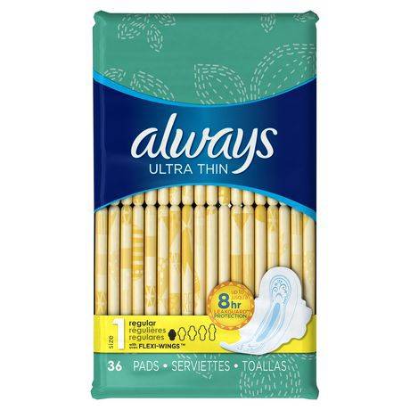 Always Ultra Thin Size 1 Regular Pads With Wings Unscented (36 pieces)