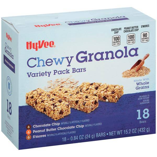 Hy-Vee Chewy Granola Bars Variety Pack, 18-0.84 oz Bars