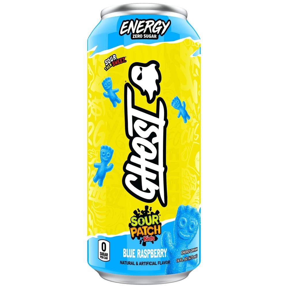 Ghost Energy Drink Zero Sugar Sour Patch Kids (12 pack, 16 fl oz) (blue raspberry)