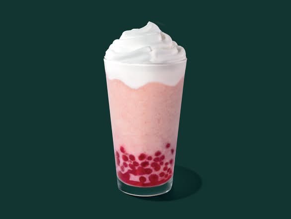 Frutilla Frappuccino perlas de frambuesa