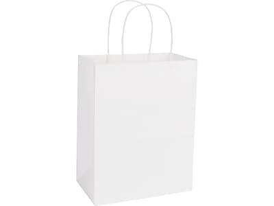 Duro Tempo 10.5 x 8.25 x 4.75 Kraft Paper Shopping Bags, White, 25/Pack (CUB-WHT)